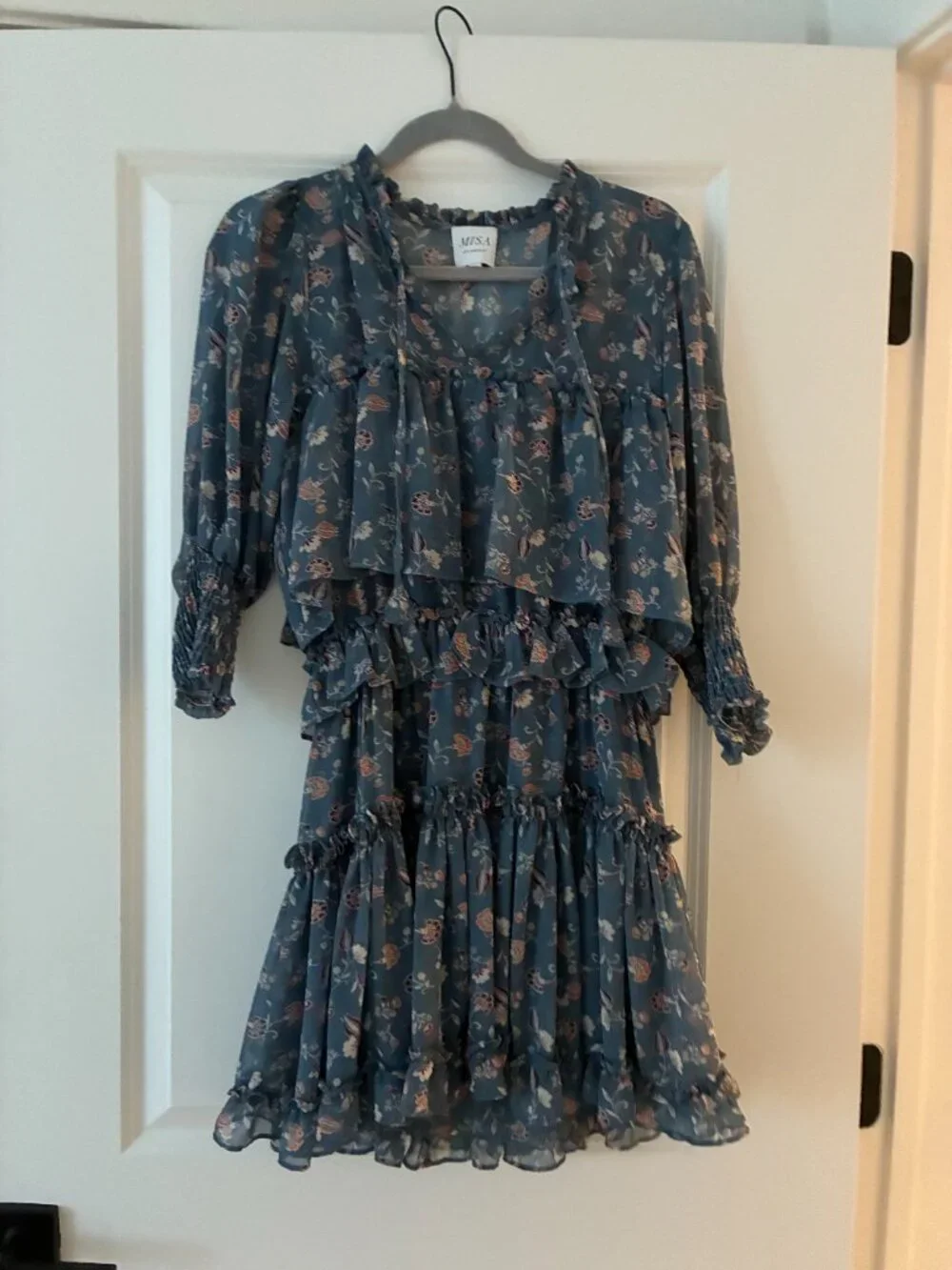 MISA Los Angeles Cereen Dress: Blue Pansy Print - Picture 2 of 4